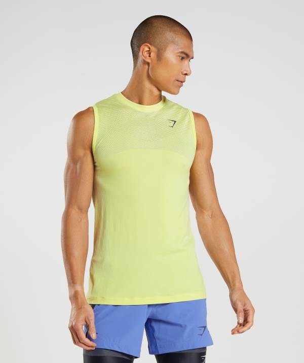 Panske Tielko Gymshark Apex Seamless Biele Zelene | BD1659842